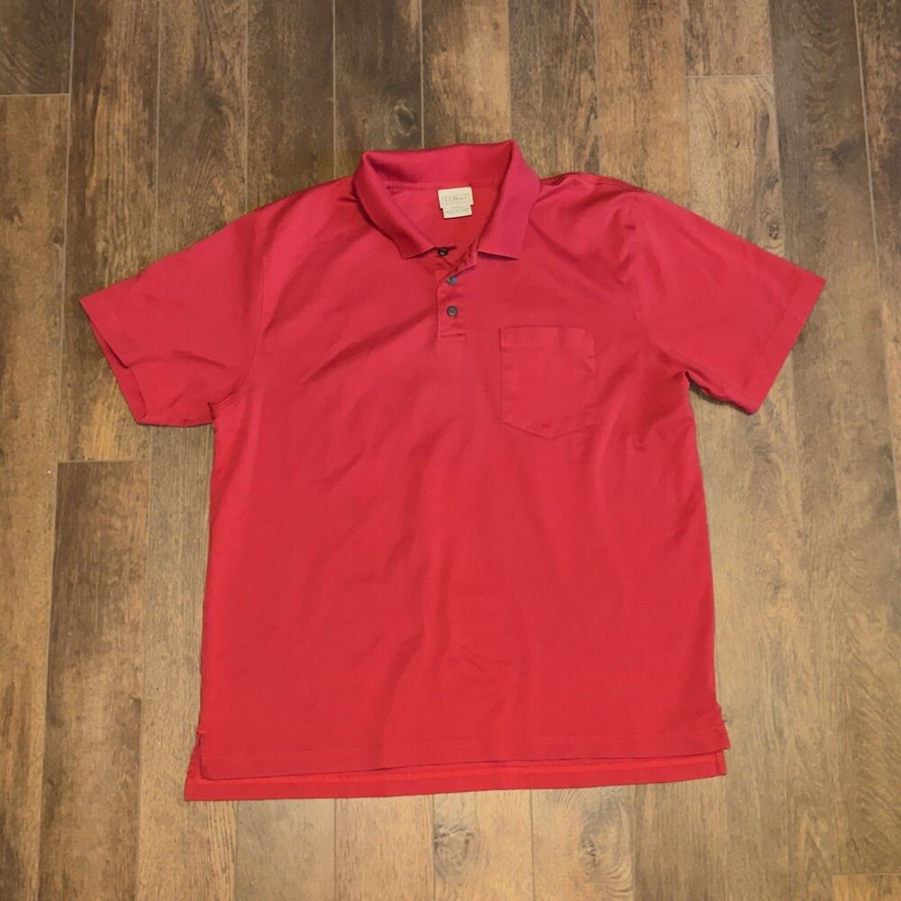 LL Bean Men’s X-Large Reg Pima Cotton Dress Polo Red Pocket Preppy Dad Golf